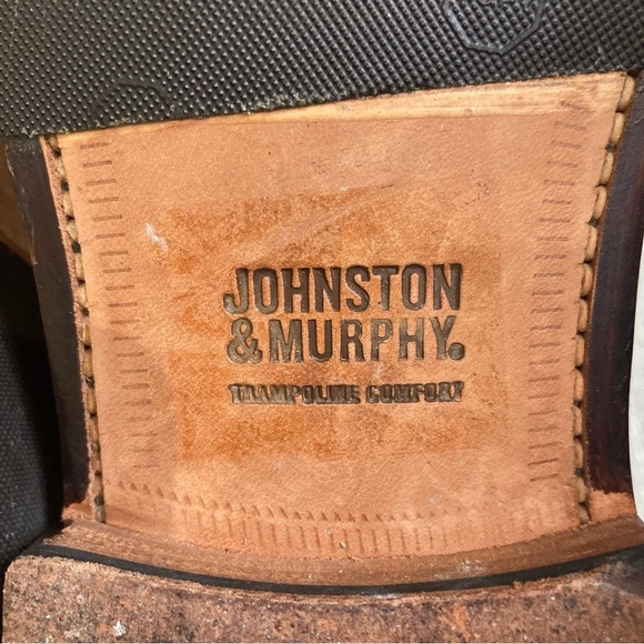 JOHNSTON & MURPHY Sz 10 Lace Up Oxford Wingtip Leather Dress Shoes - Picture 9 of 11